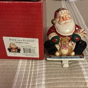 FITZ AND FLOYD Fireplace Santa Stocking Holder 619/119 Discontinued W/ Box 2005